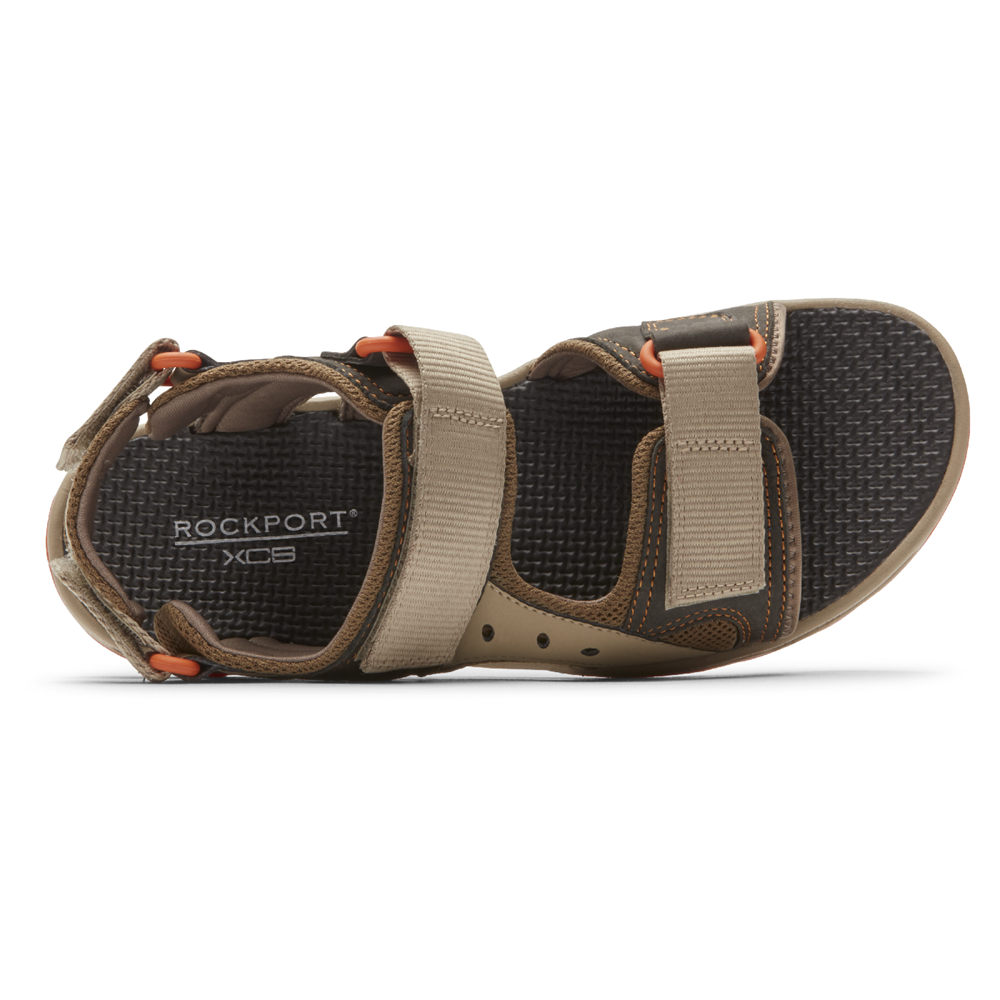 Rockport Singapore Mens Sandals - Trail Technique Adjustable Velcro Beige - BY0142893